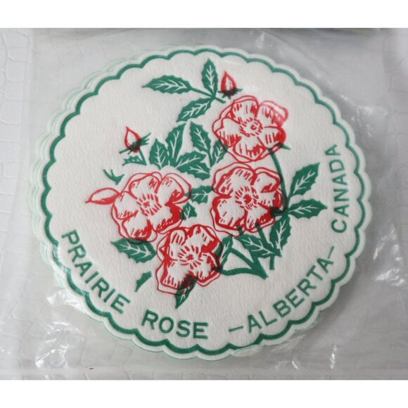 16 Vintage Prairie Rose Alberta Canada Coasters Barware 1960s NOS - Picture 2 of 4